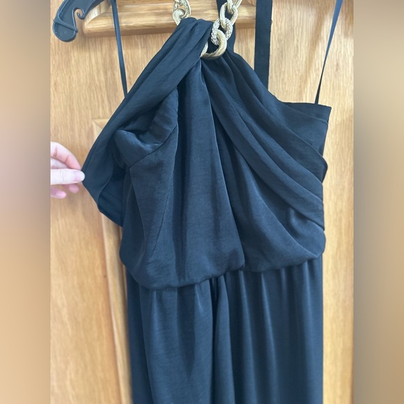 BCBG MAXAZRIA Black Halter Maxi Dress with Chain Neck – Size 0 - Picture 4 of 8